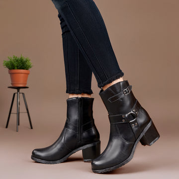 Elegant Black Vegan Ankle Zipper Boots for Women