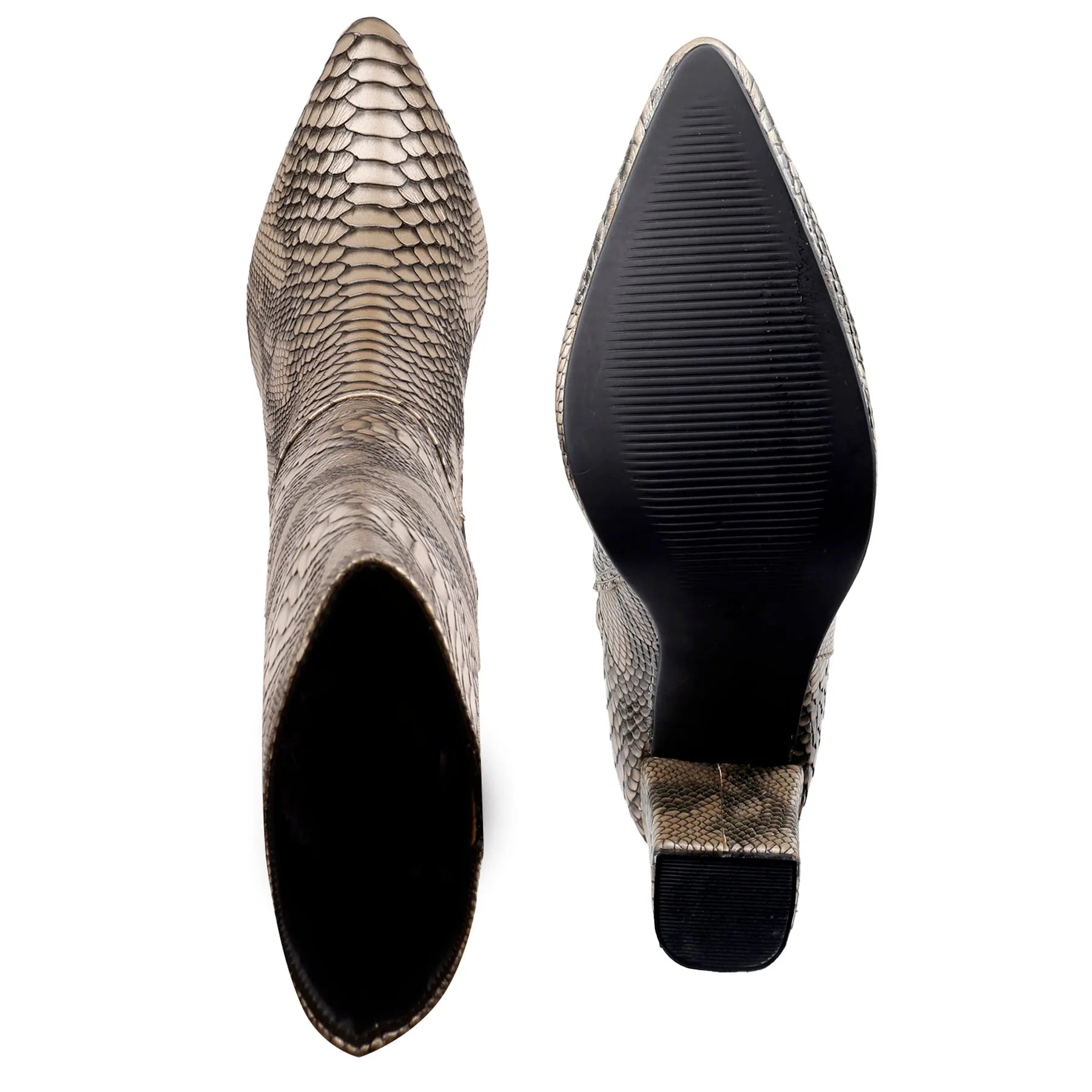 Elegant gray faux-snake knee boots women luxury vegan footwear knee-high