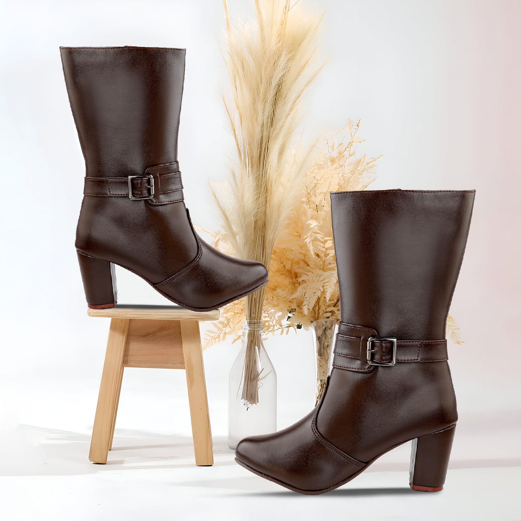 Women Stylish Buckle Long Boots