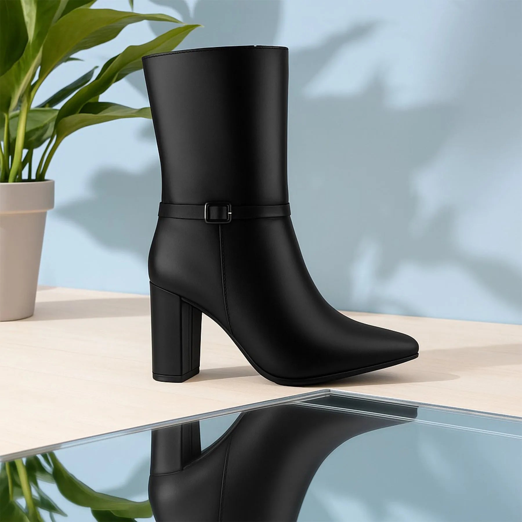 Elegant black vegan ankle boots women versatile everyday luxury style