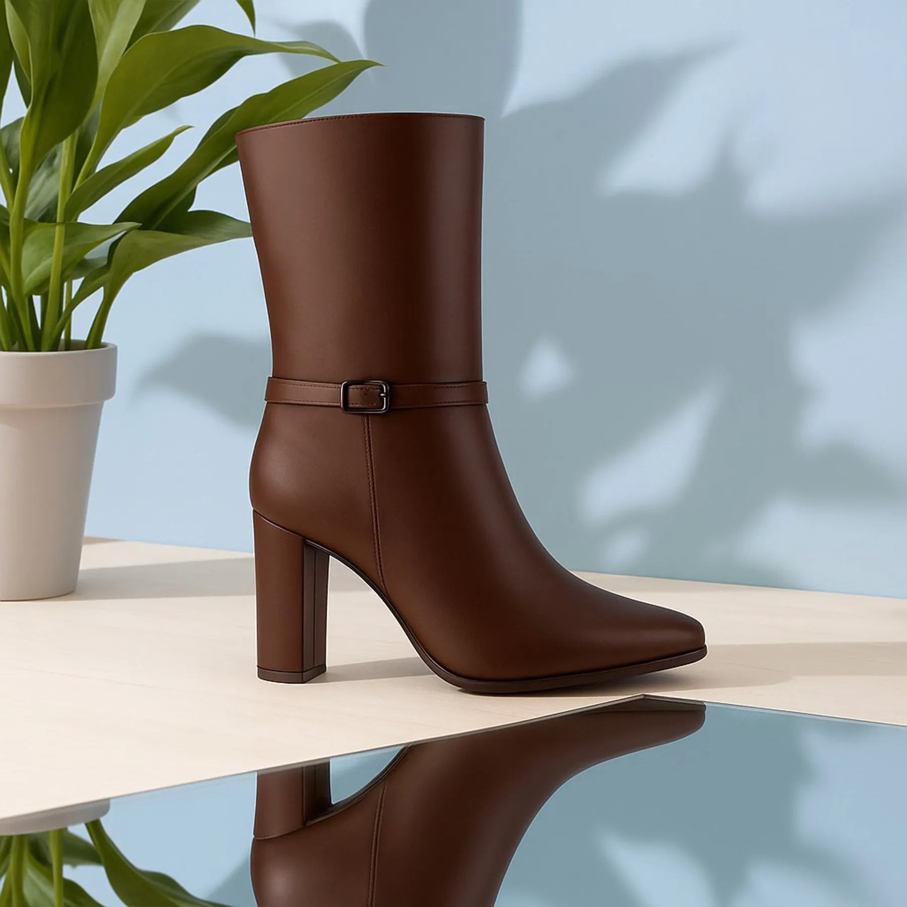 Elegant brown vegan ankle boots women versatile everyday luxury style