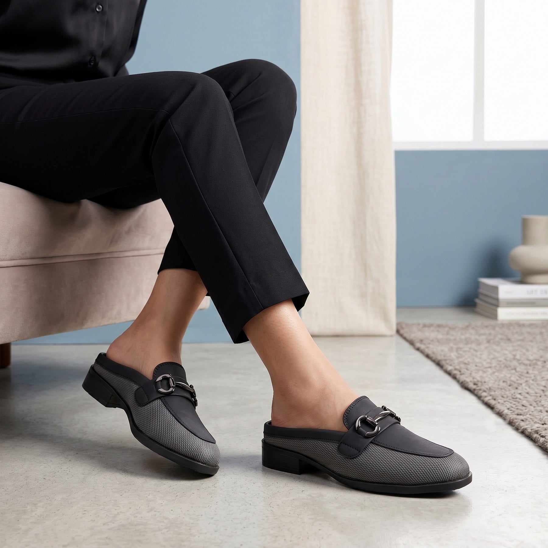 Marco Bellorri Premium Woven Mule Loafers with Sophisticated Slip On Design