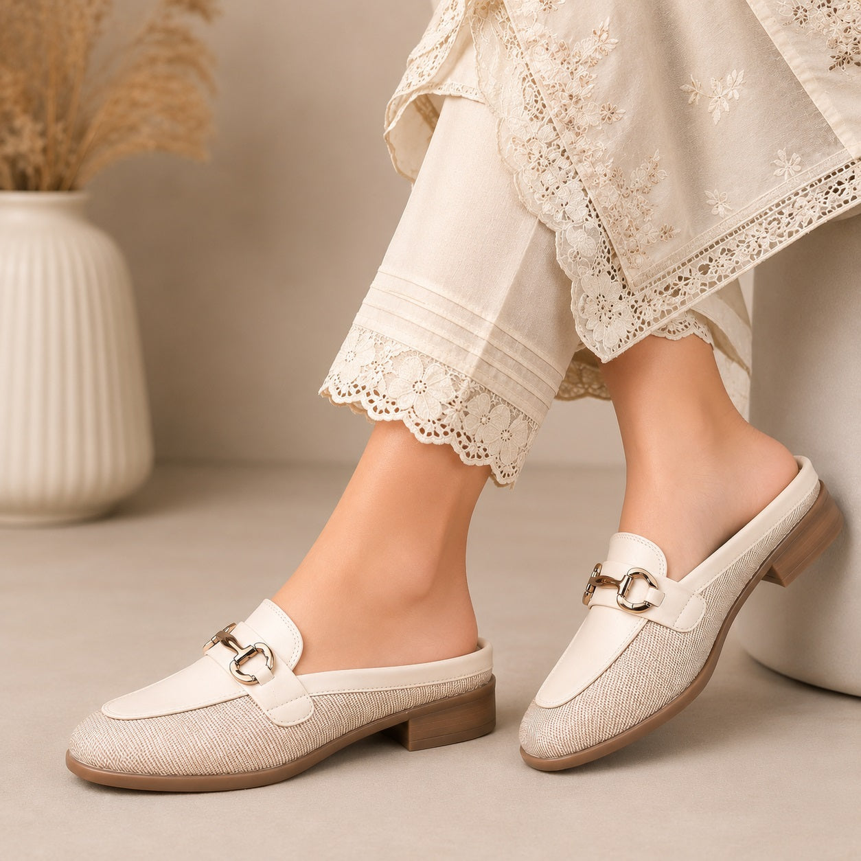 Marco Bellorri Premium Woven Mule Loafers with Sophisticated Slip On Design