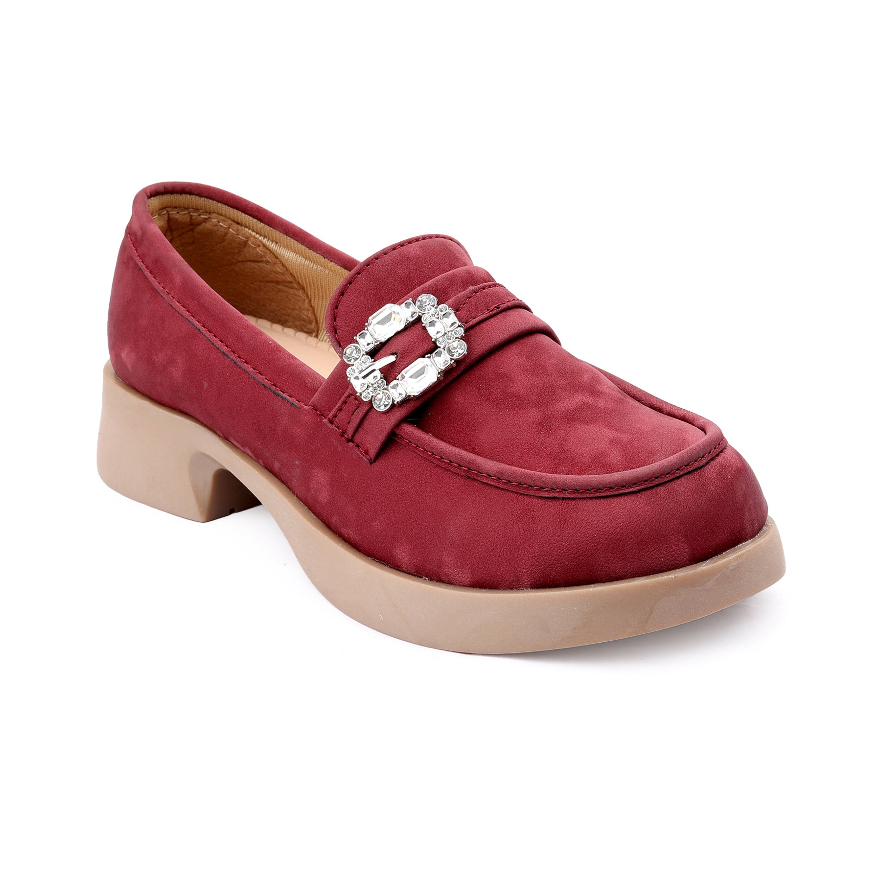 Marco Bellorri Womens Crystal Buckle Loafers with Cushioned Comfort