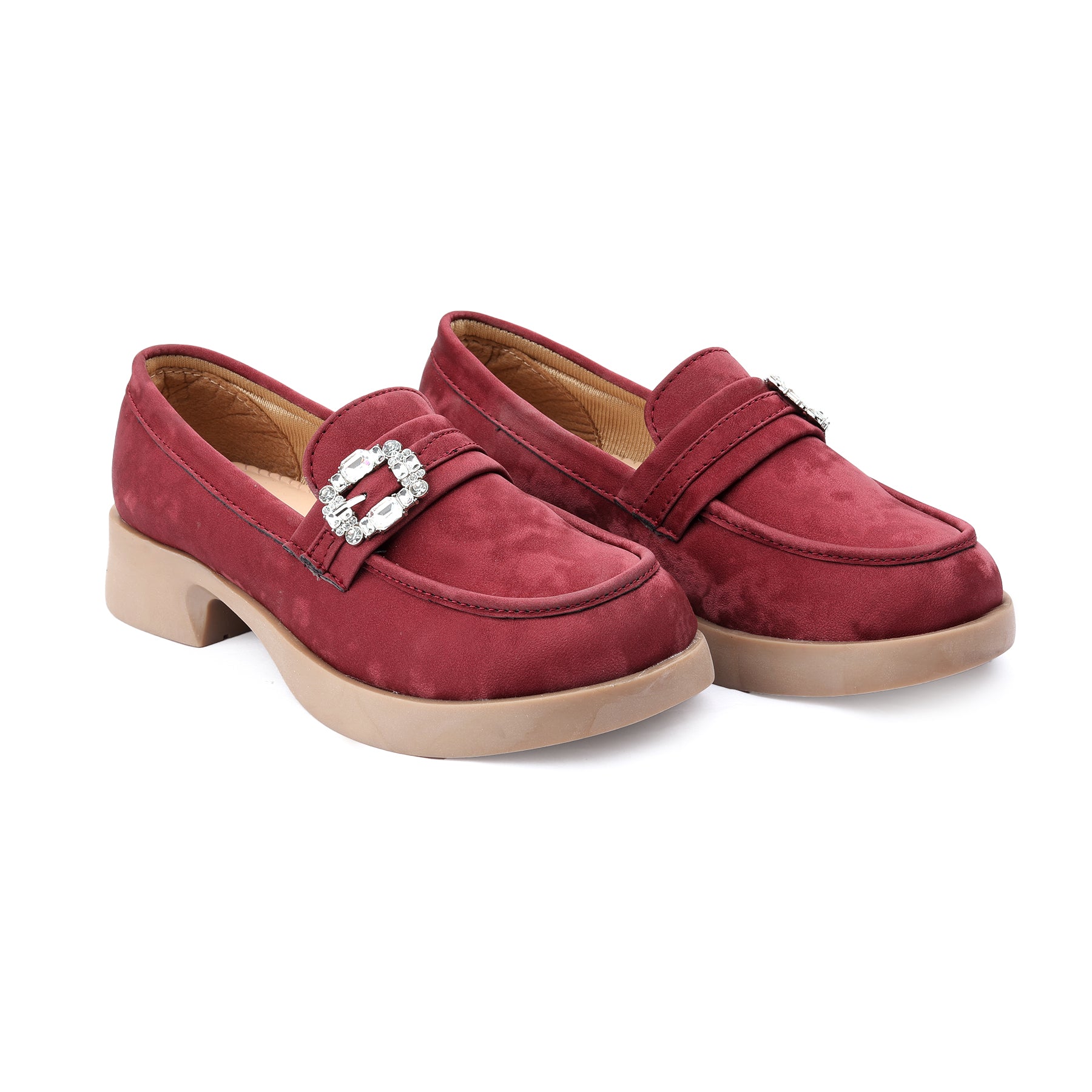 Marco Bellorri Womens Crystal Buckle Loafers with Cushioned Comfort