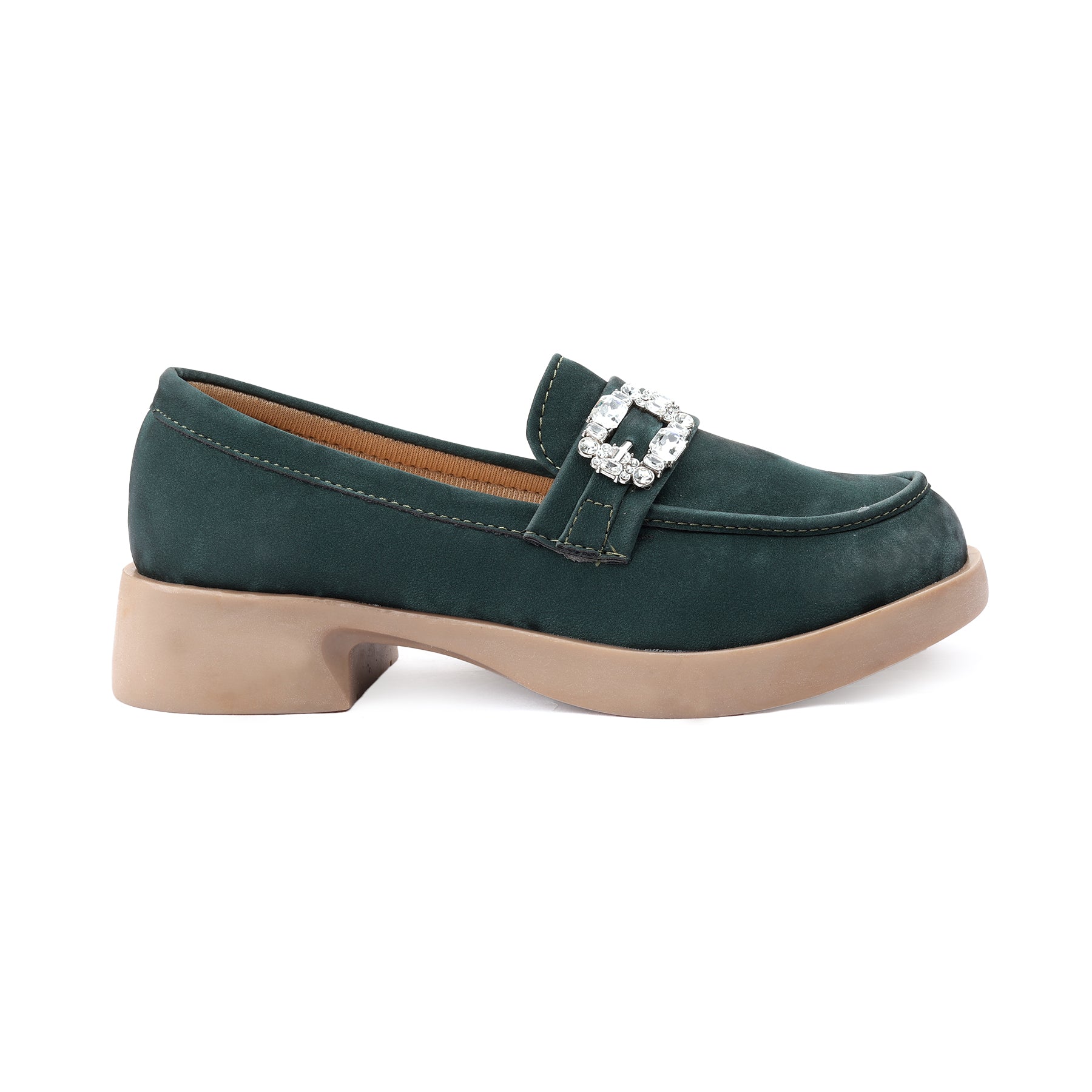 Marco Bellorri Womens Crystal Buckle Loafers with Cushioned Comfort
