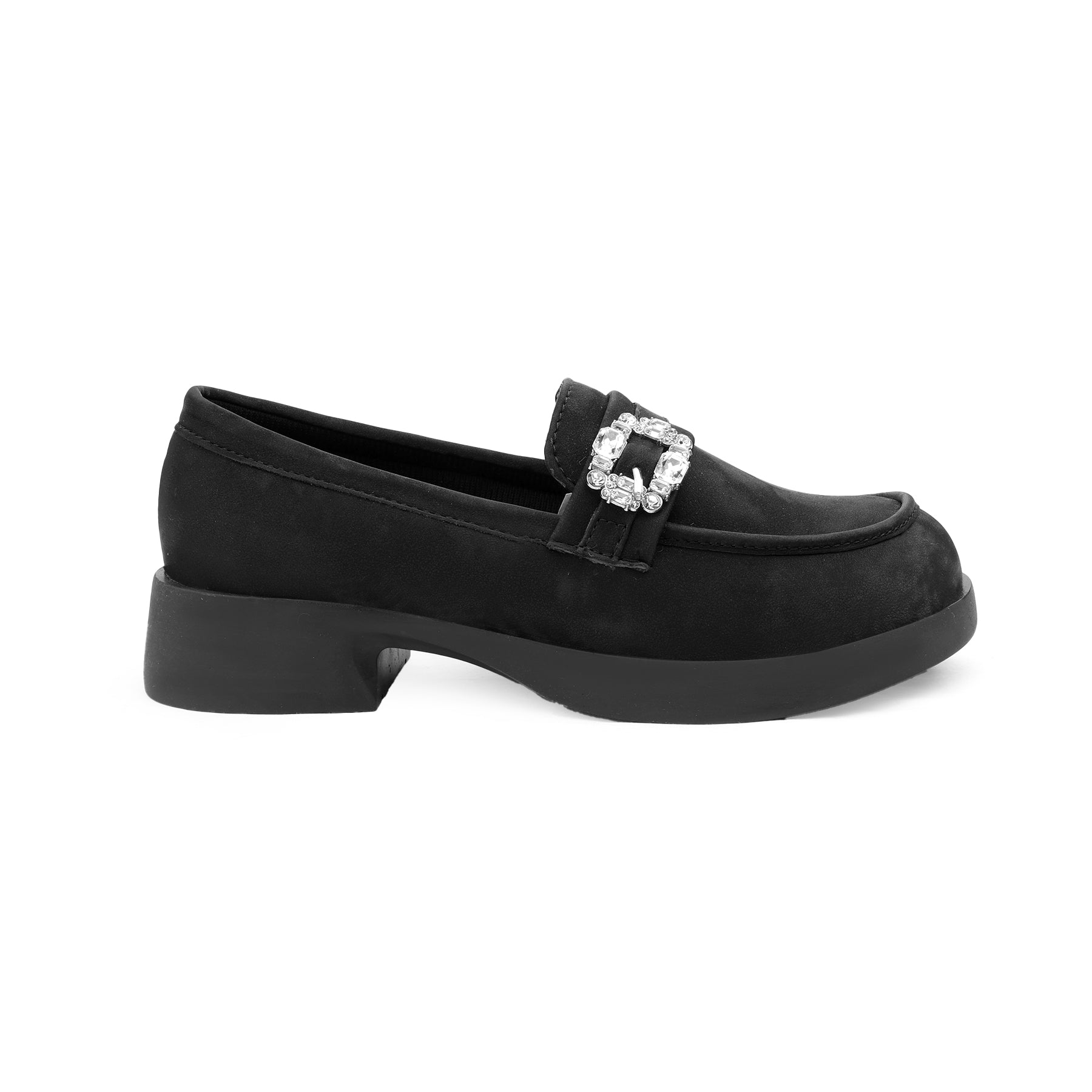 Marco Bellorri Womens Crystal Buckle Loafers with Cushioned Comfort