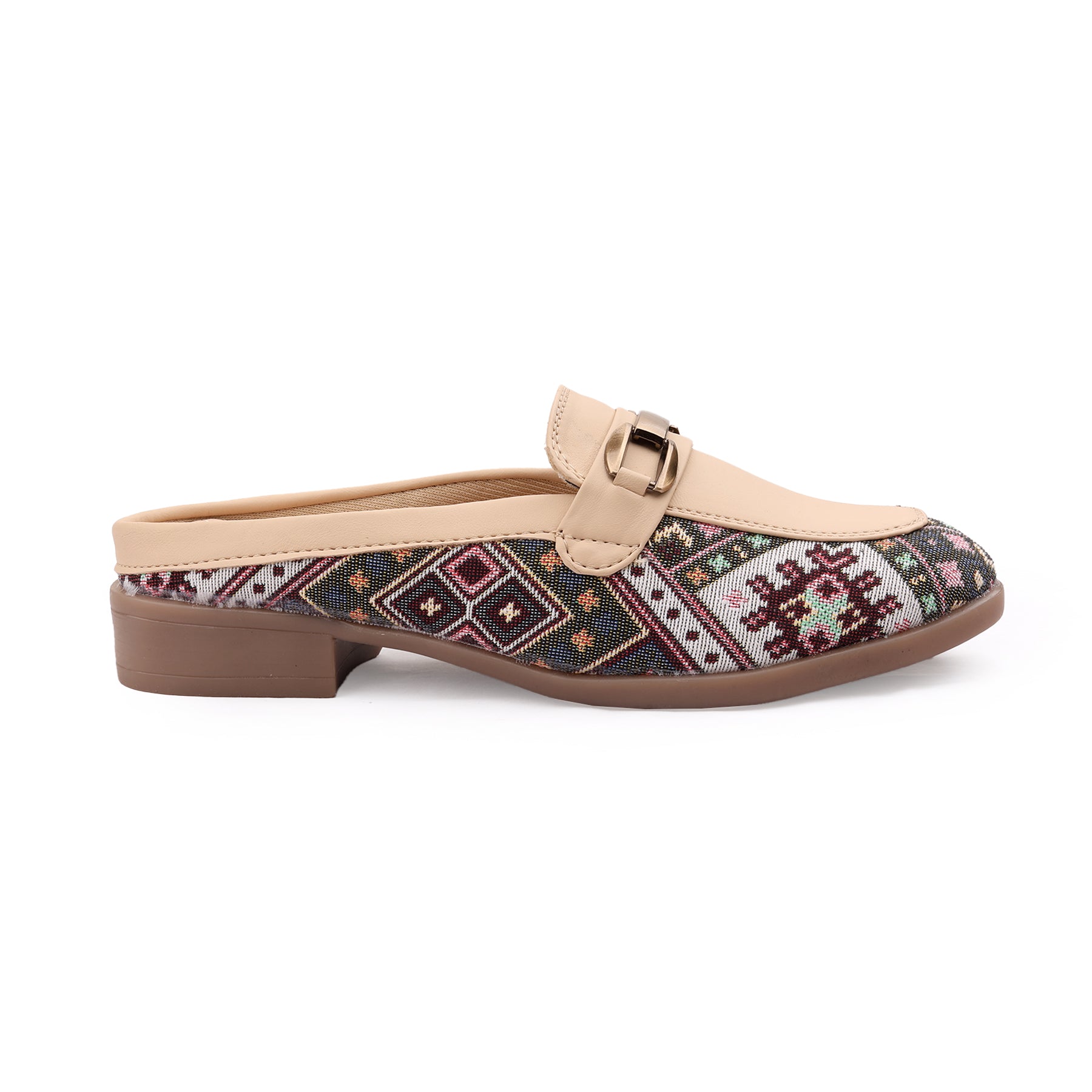 Marco Bellorri Womens Casual Luxury Backless Loafers with Woven Textile Detailing
