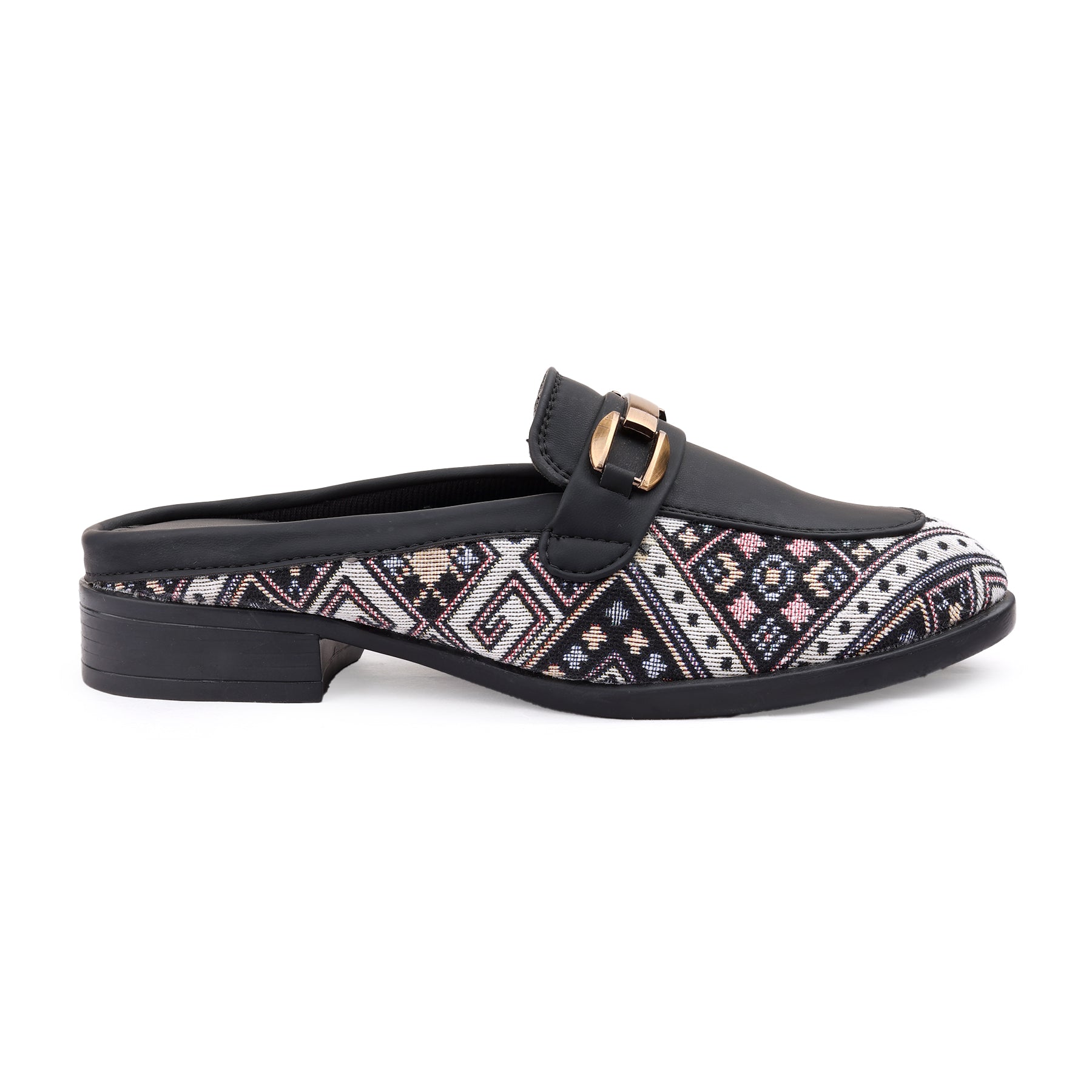 Marco Bellorri Womens Casual Luxury Backless Loafers with Woven Textile Detailing
