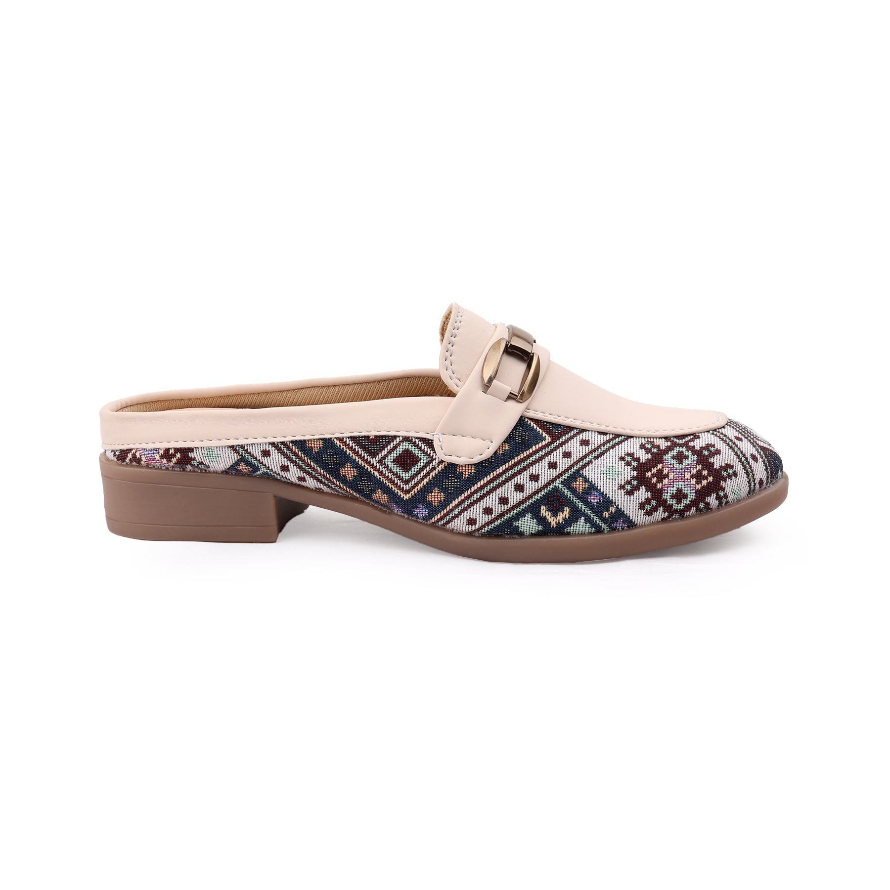 Marco Bellorri Womens Casual Luxury Backless Loafers with Woven Textile Detailing
