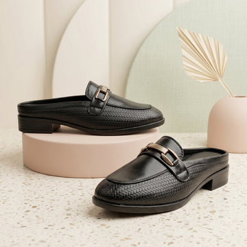 Marco Bellorri Elegant Black Slip On Mule Loafers for Women