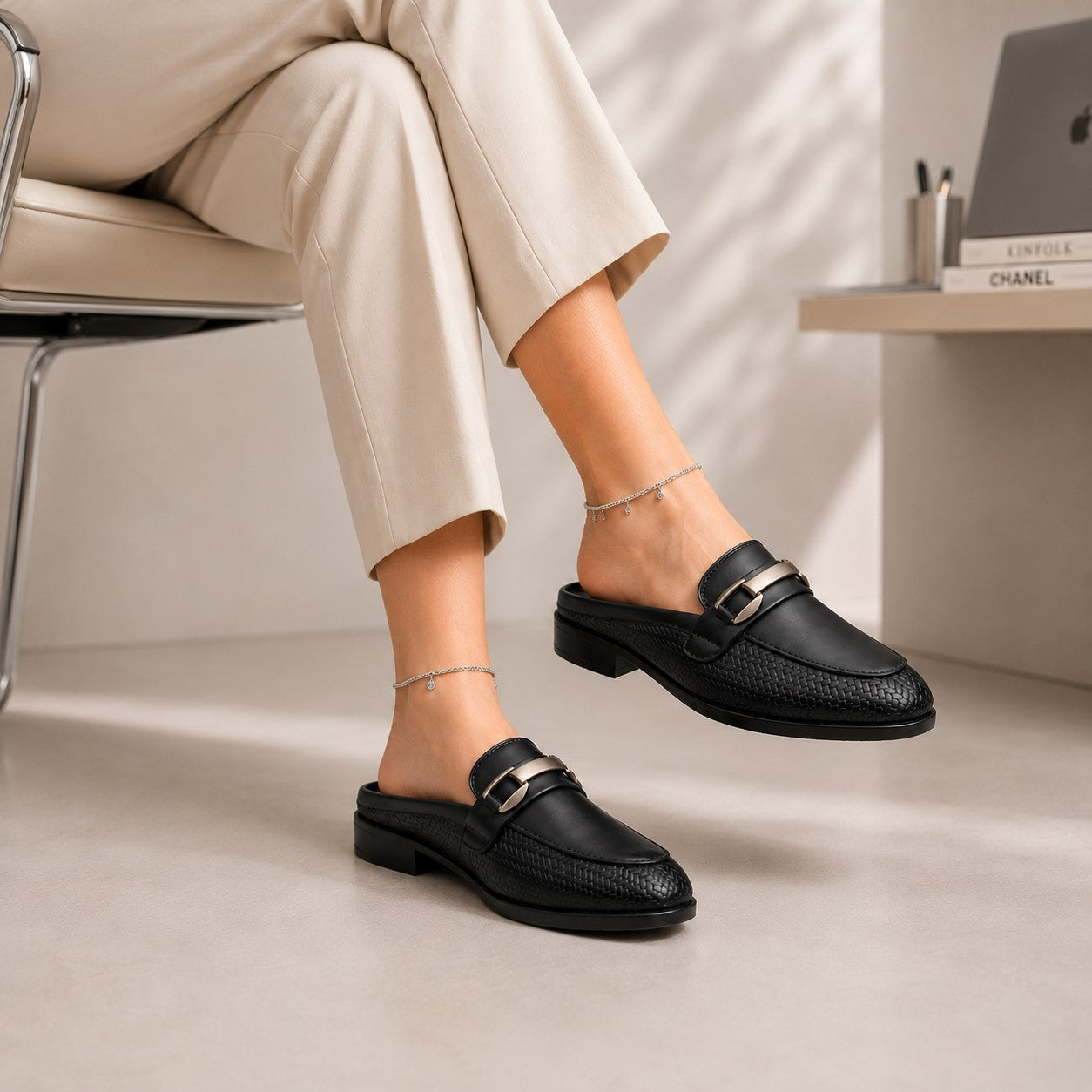 Marco Bellorri Elegant Black Slip On Mule Loafers for Women