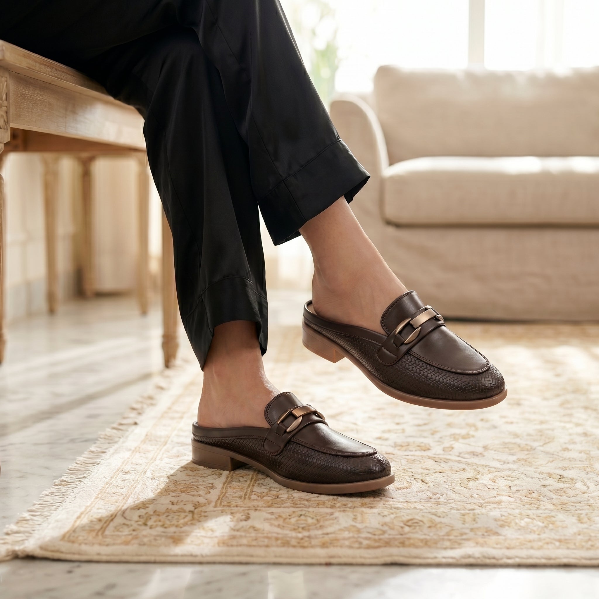 Marco Bellorri Elegant Black Slip On Mule Loafers for Women