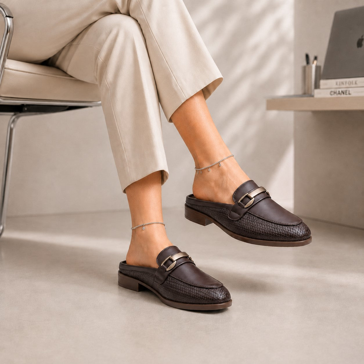 Marco Bellorri Elegant Black Slip On Mule Loafers for Women
