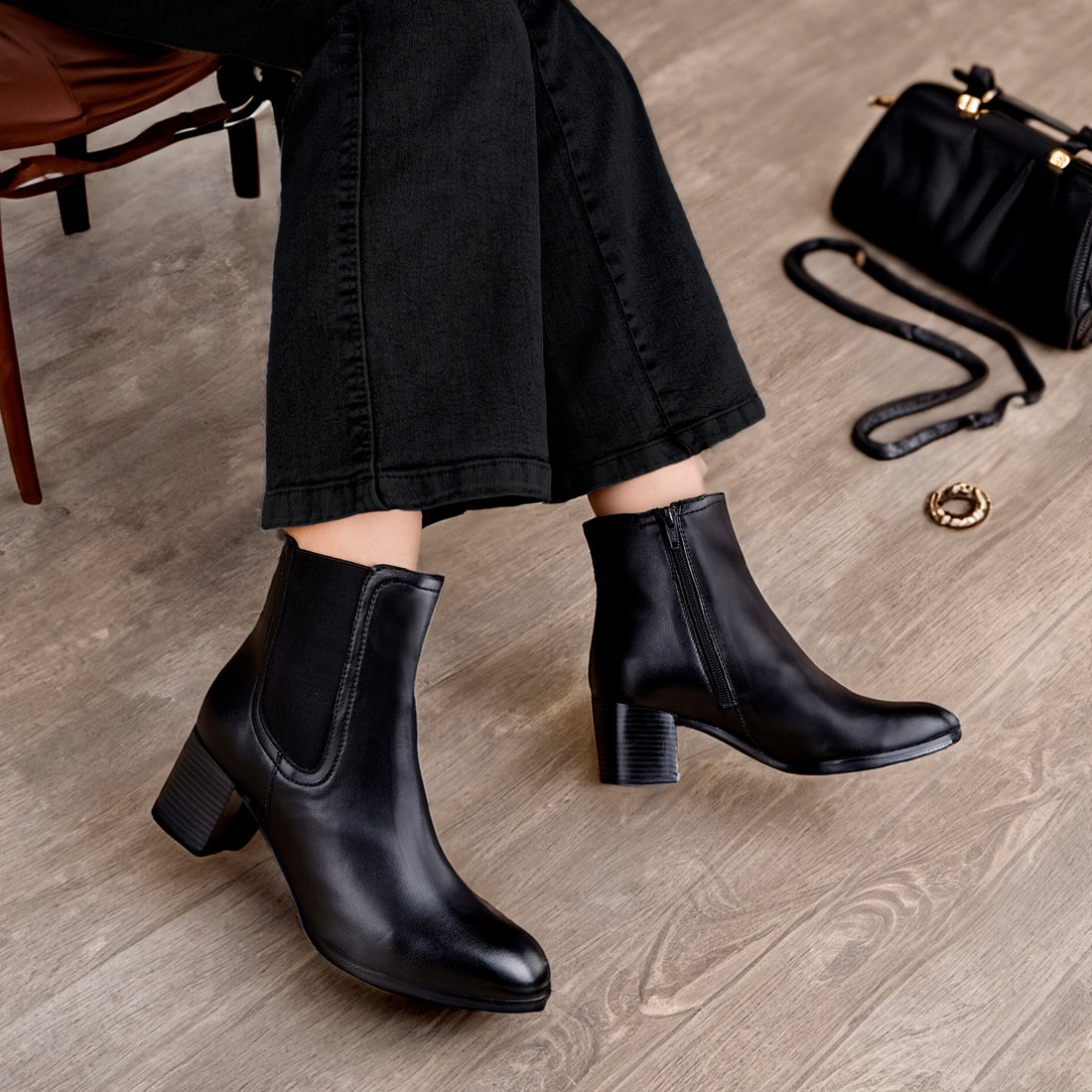 Black vegan ankle boots women’s high heel with side zipper – Marco Bellorri