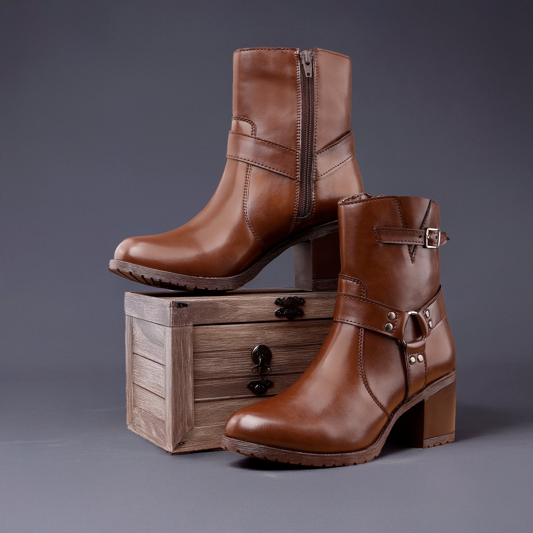 Elegant Black Vegan Ankle Zipper Boots for Women