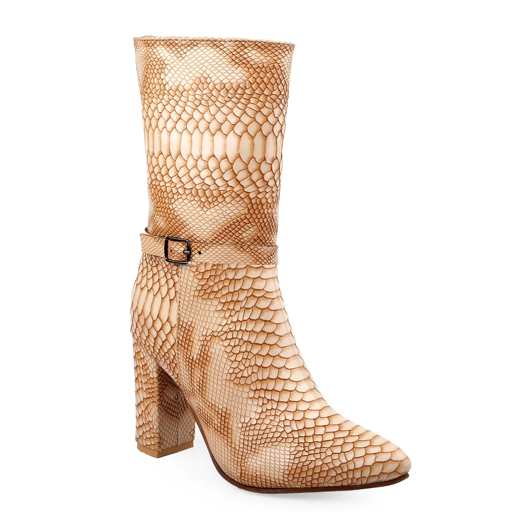 Women’s beige vegan ankle-length boots luxury comfort and vegan leather