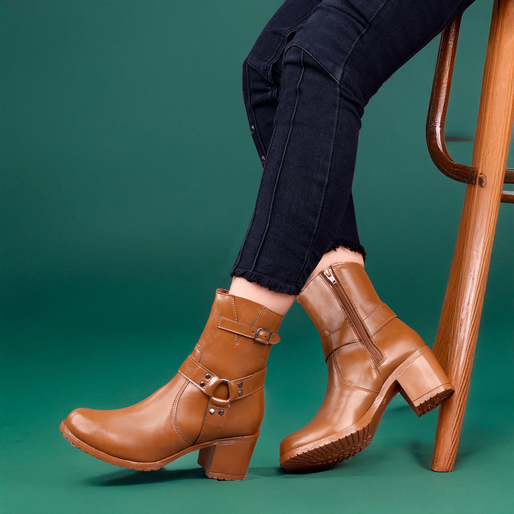 Elegant Black Vegan Ankle Zipper Boots for Women