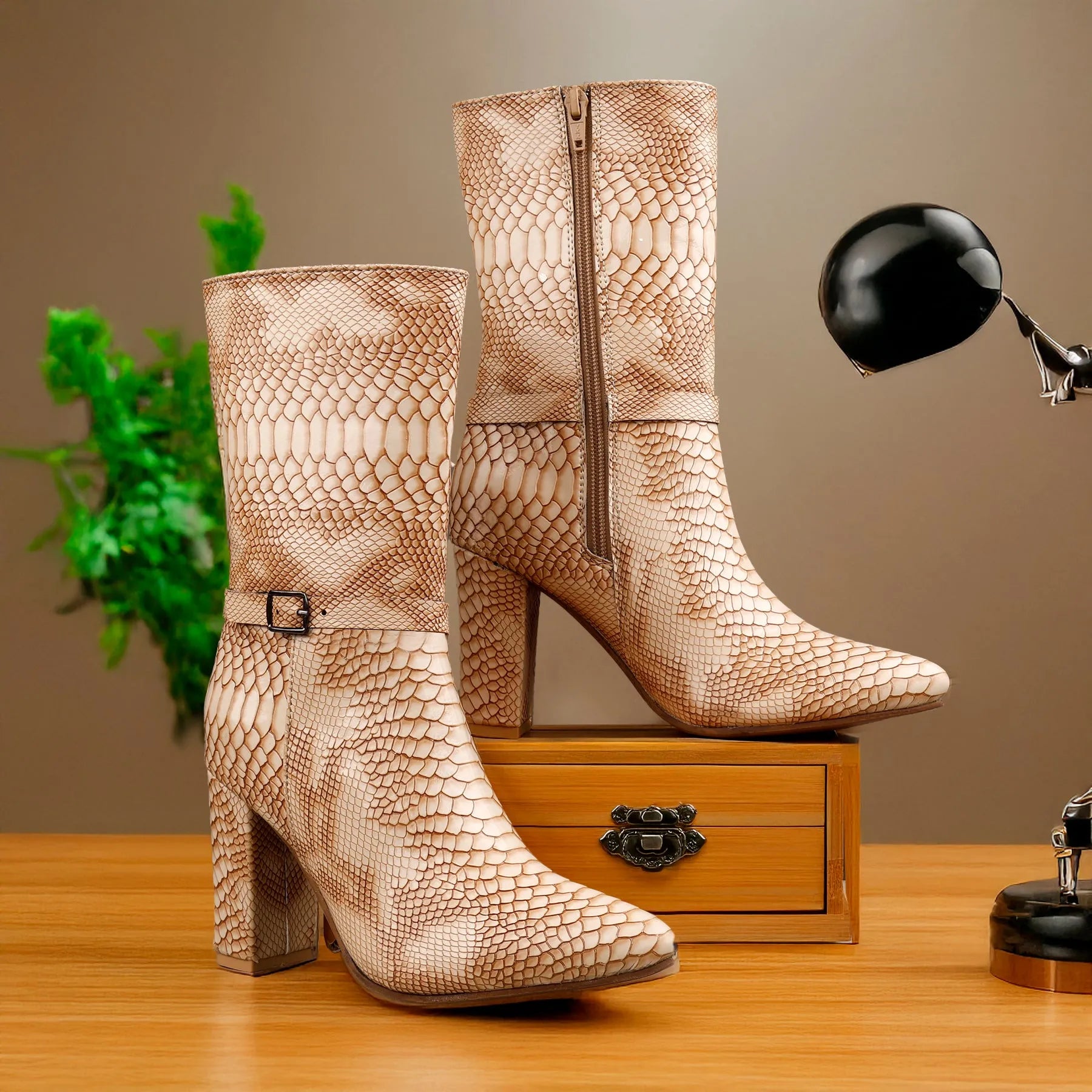 Women’s beige vegan ankle-length boots premium comfort and cruelty-free