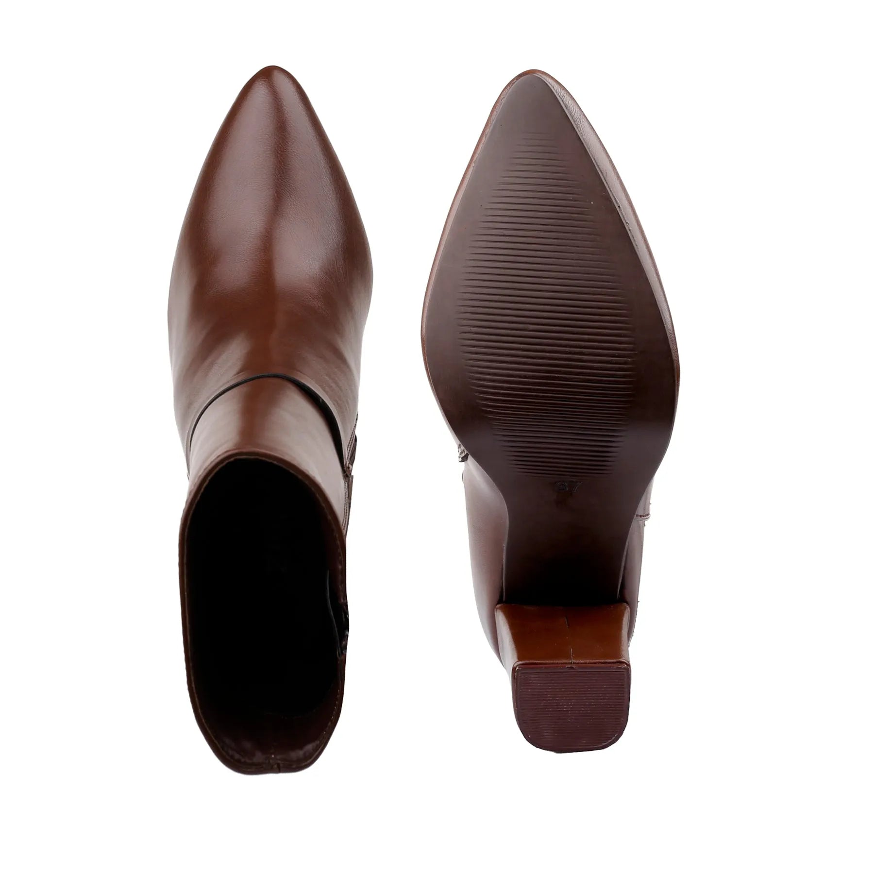 Designer brown vegan ankle-length boots women sleek finish and ethical materials