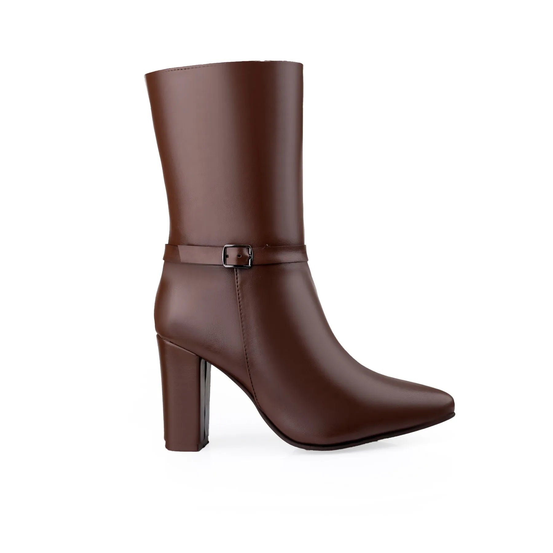 Luxury brown vegan ankle-length boots women streamlined silhouette and comfort focus