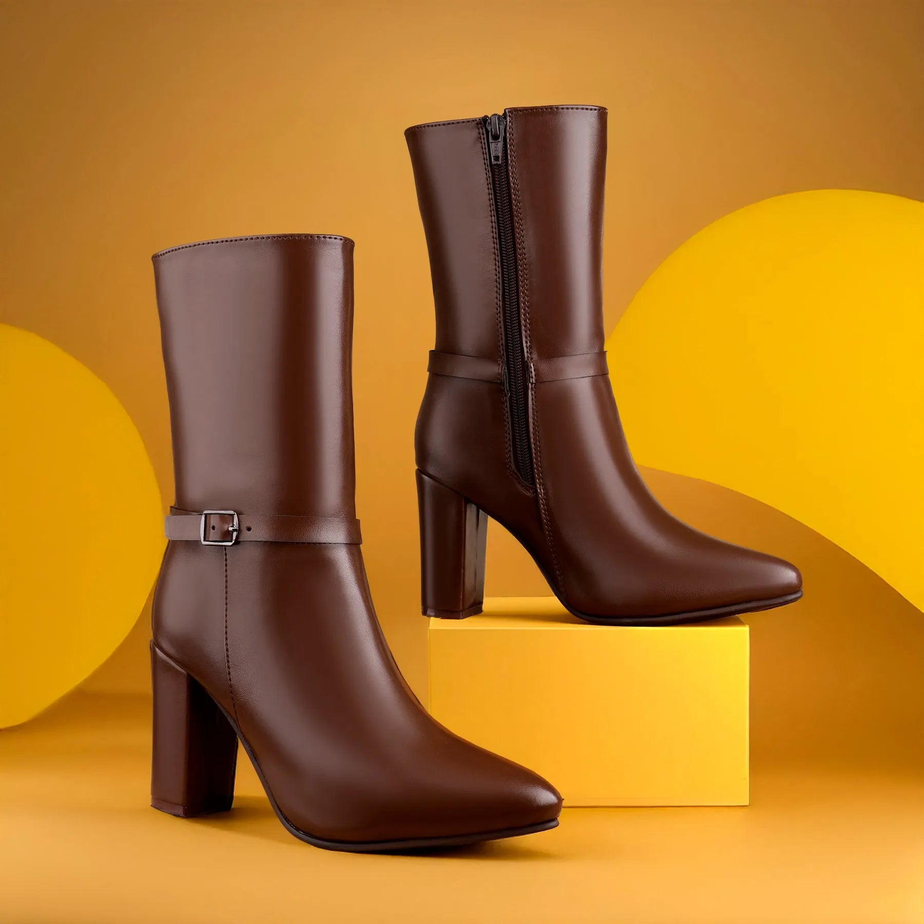 Luxury brown vegan ankle-length boots women’s classic silhouette – Marco Bellorri