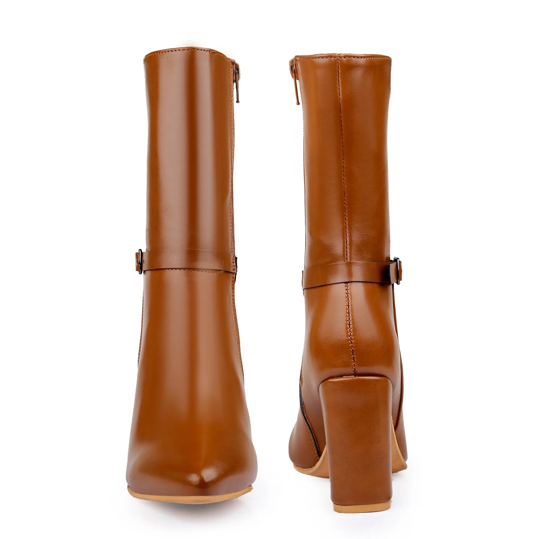 Women’s tan vegan ankle-length boots luxury comfort and vegan leather design