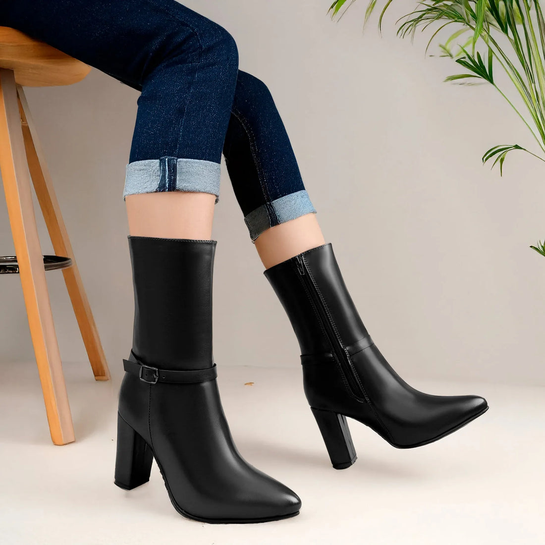 Luxury black vegan ankle-length boots women’s classic silhouette – Marco Bellorri