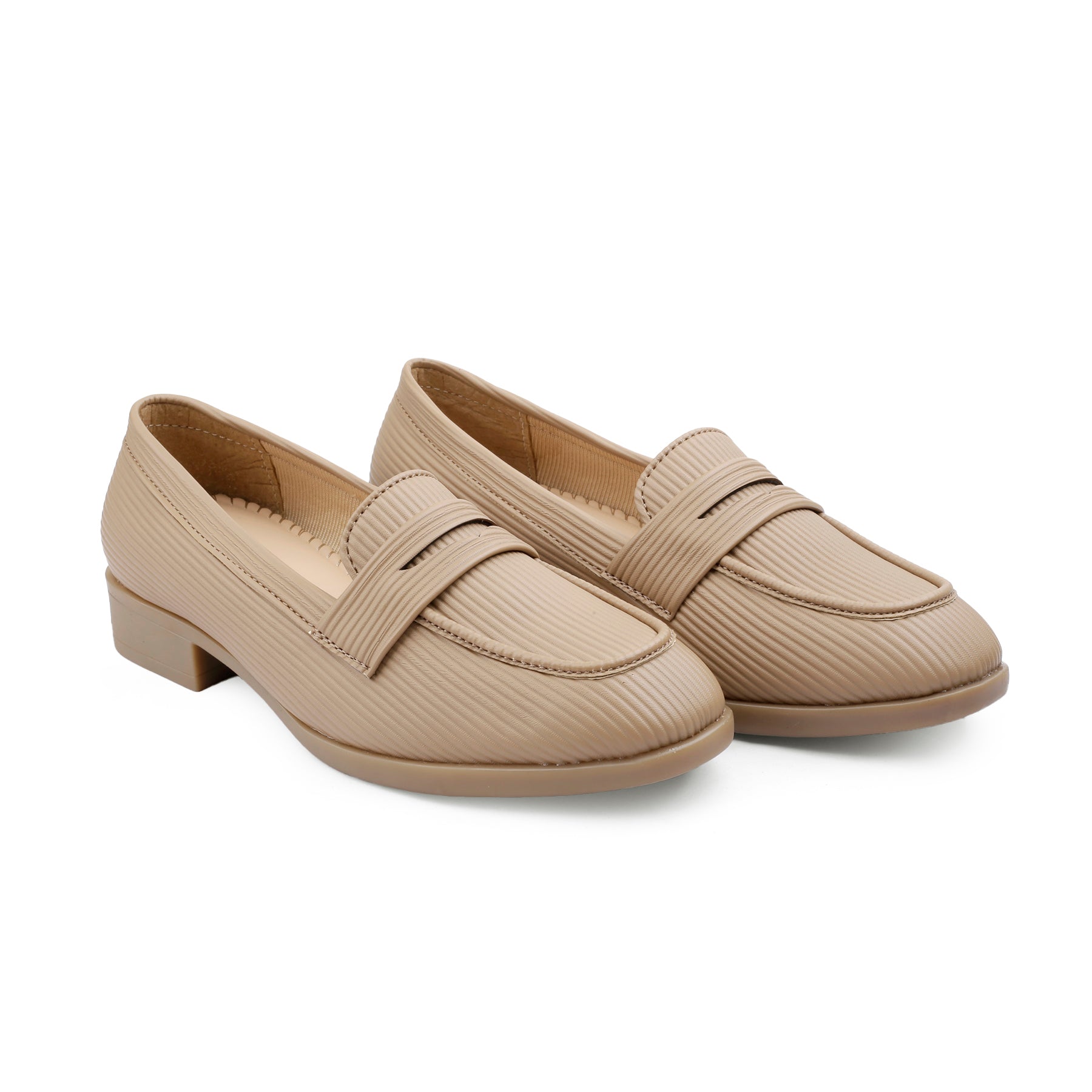 Marco Bellorri Womens Premium Ivory Textured Penny Loafers with All Day Comfort