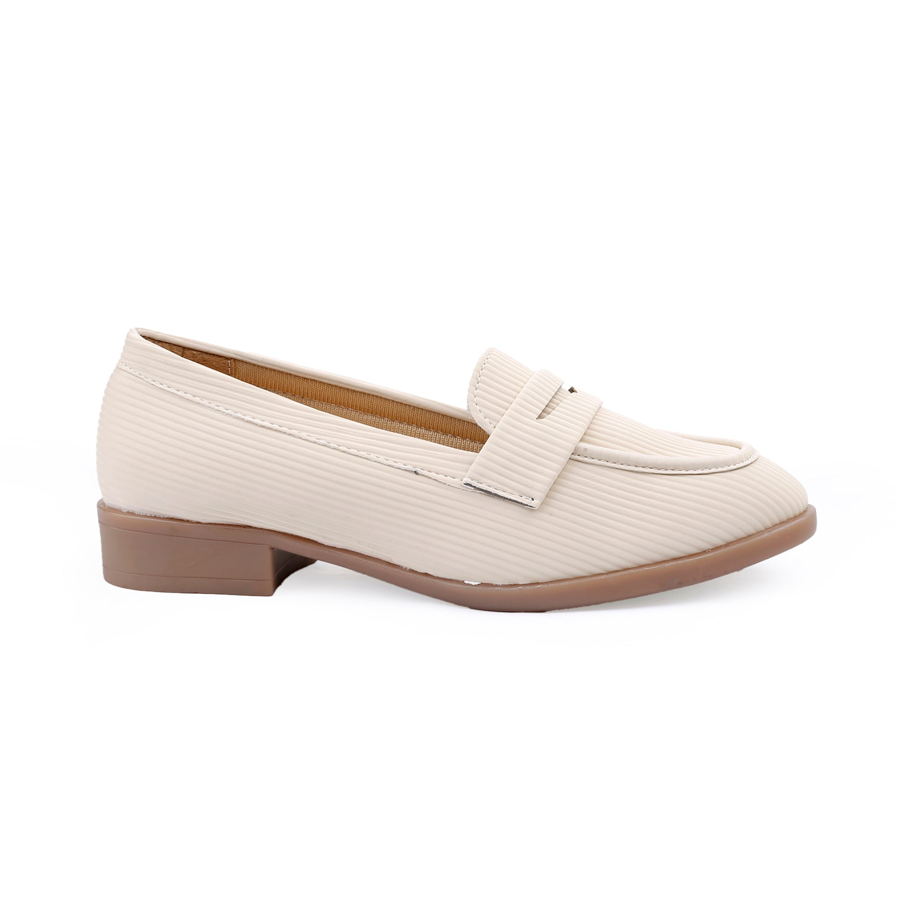 Marco Bellorri Womens Premium Ivory Textured Penny Loafers with All Day Comfort
