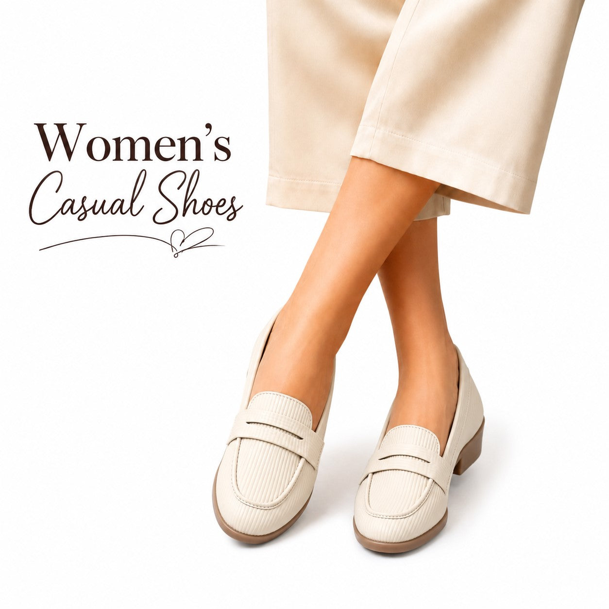 Marco Bellorri Womens Premium Ivory Textured Penny Loafers with All Day Comfort