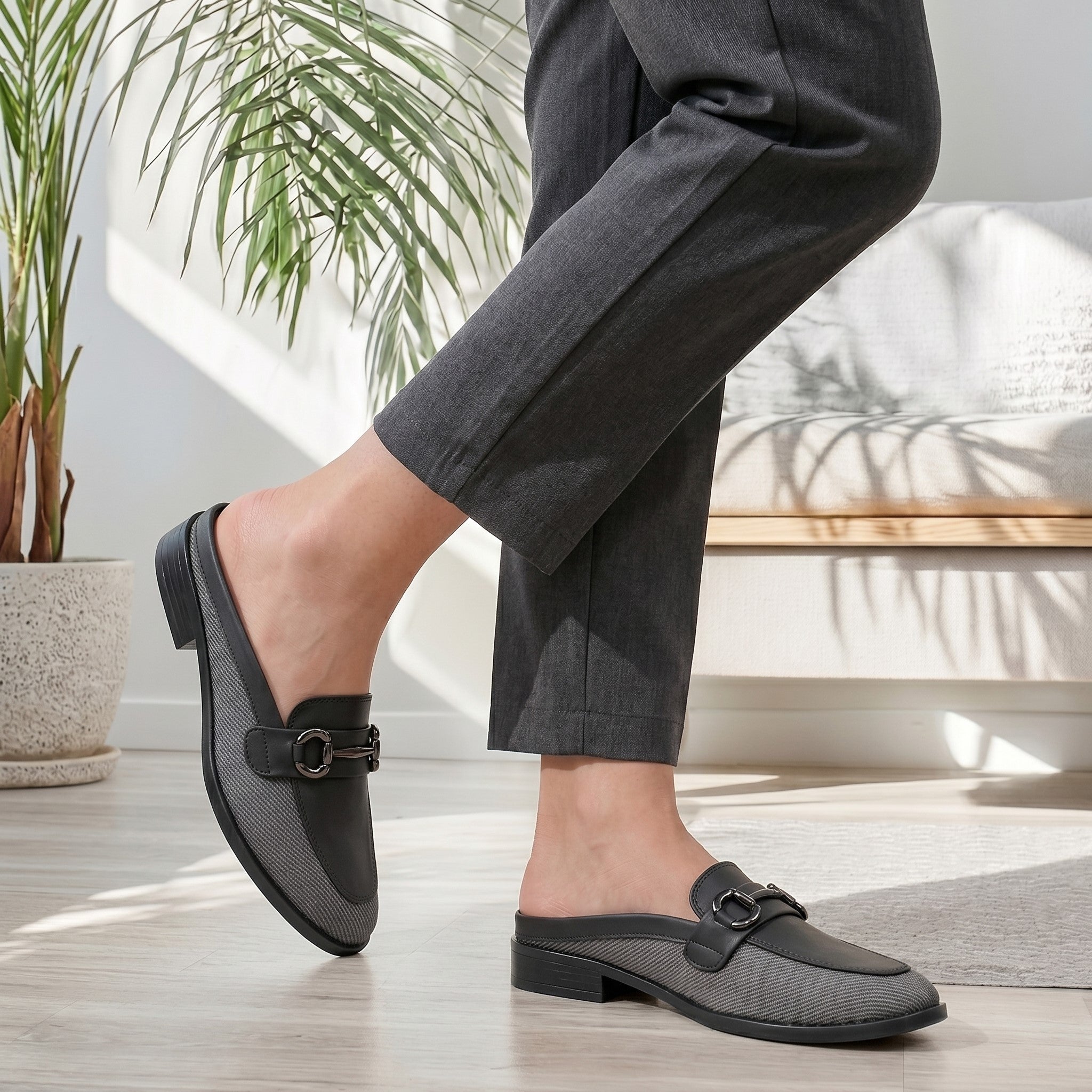 Marco Bellorri Premium Woven Mule Loafers with Sophisticated Slip On Design
