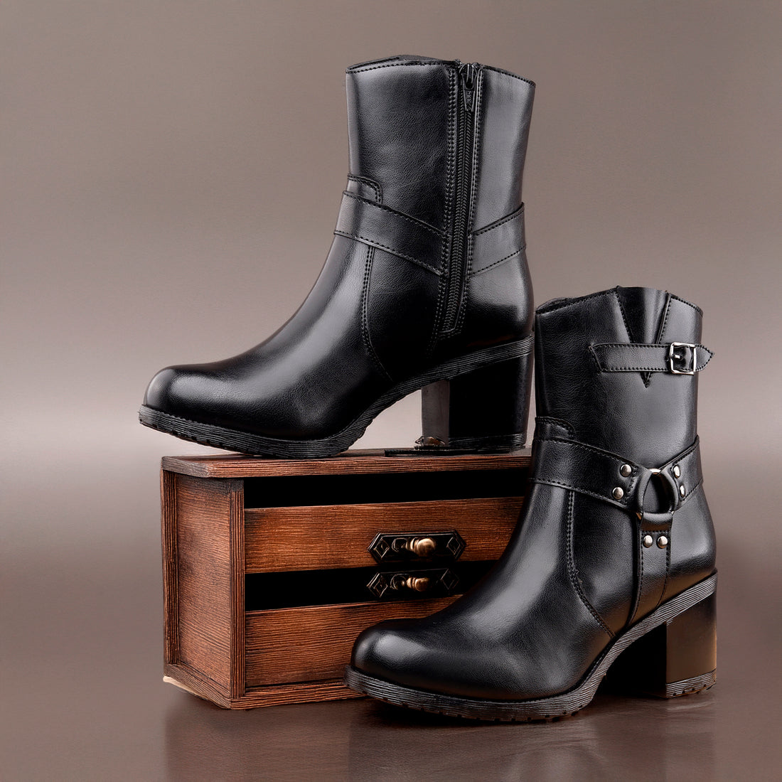 Luxury black vegan ankle boots women’s side-zip – Marco Bellorri