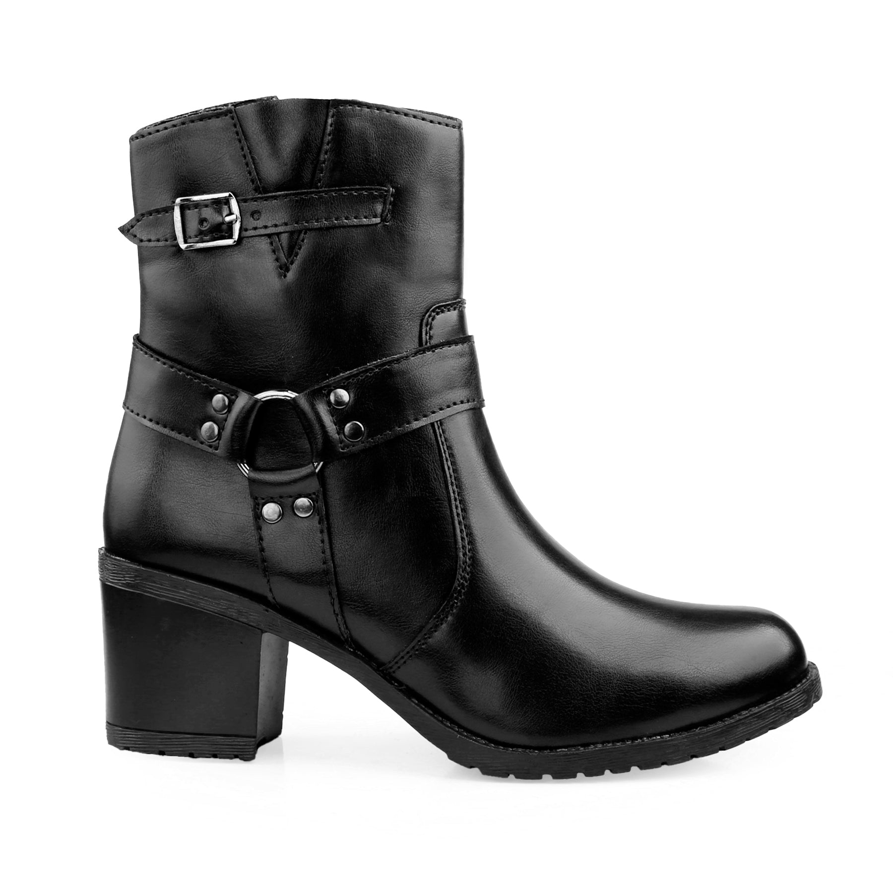 Elegant Black Vegan Ankle Zipper Boots for Women